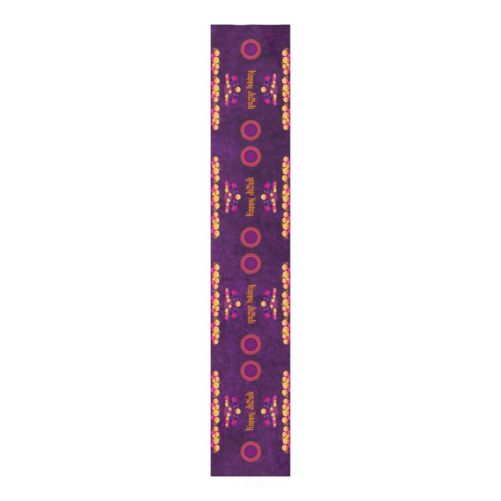 Happy Diwali, Festive Diwali Home Decor, Purple Table Runner | lovevisionkarma.com