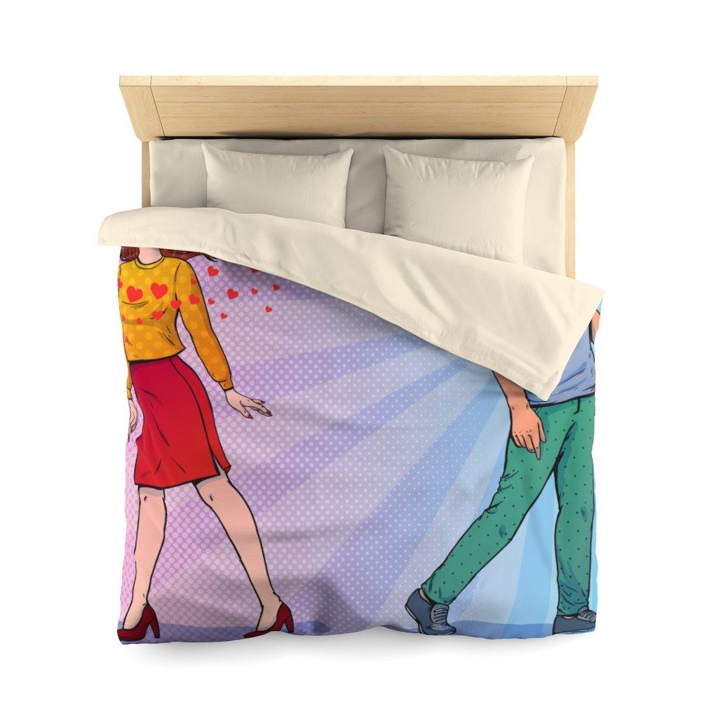 "Eyes Meet" Comic Pop Art Duvet Cover | lovevisionkarma.com