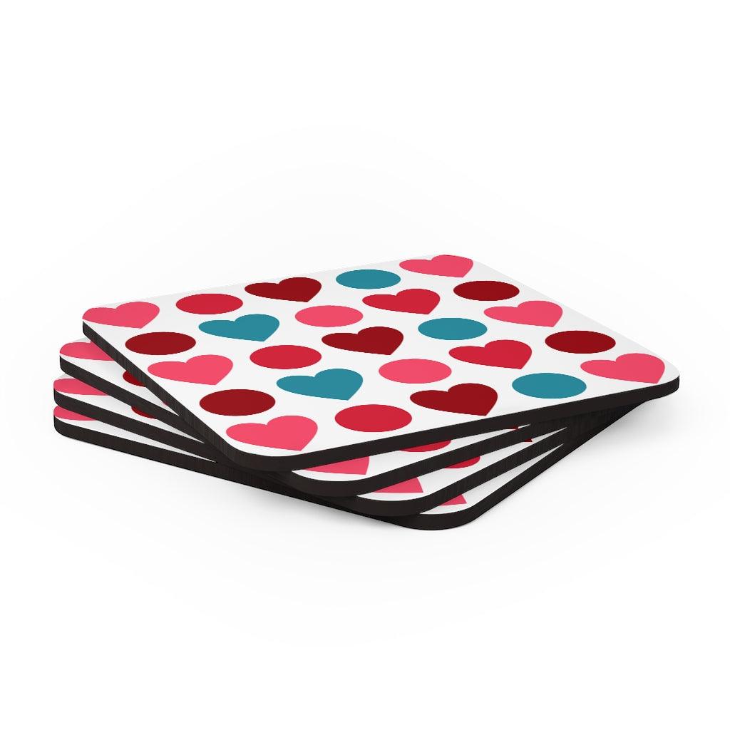 Hearts and Circles Red & Blue MCM Valentine Coaster Set | lovevisionkarma.com