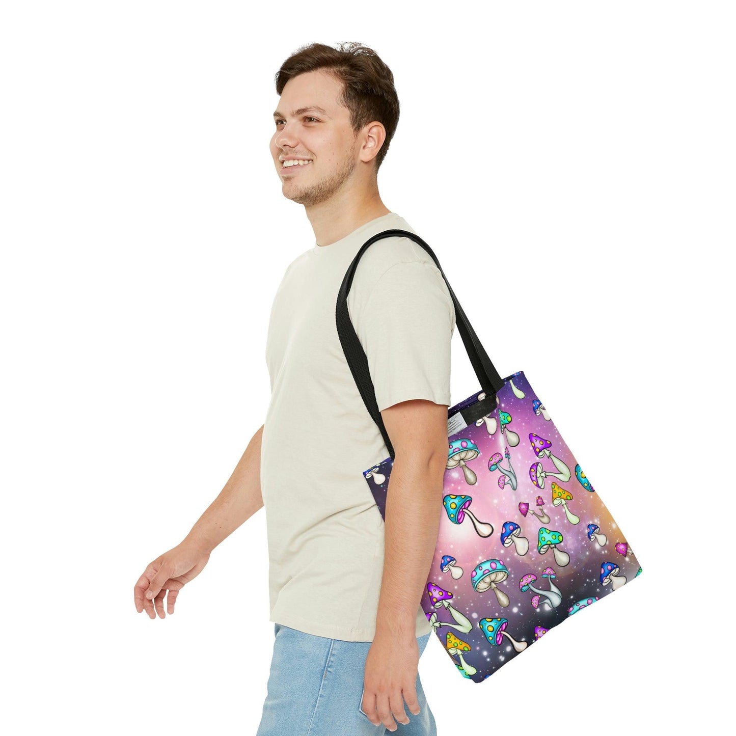 Cosmic Mushroomcore Trippy Space Tote Bag | lovevisionkarma.com