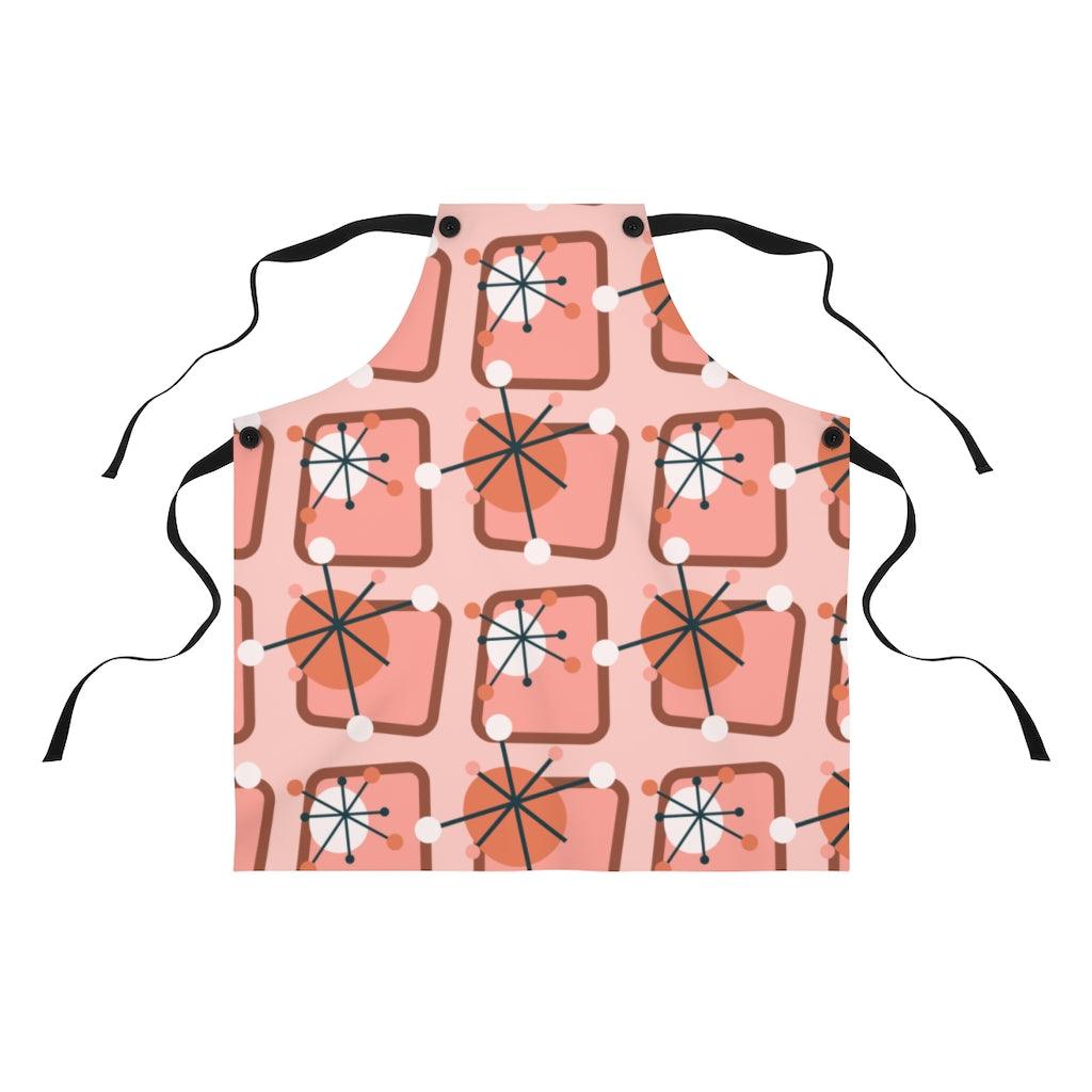 Atomic Burst Pink Mid Century Modern Apron | lovevisionkarma.com