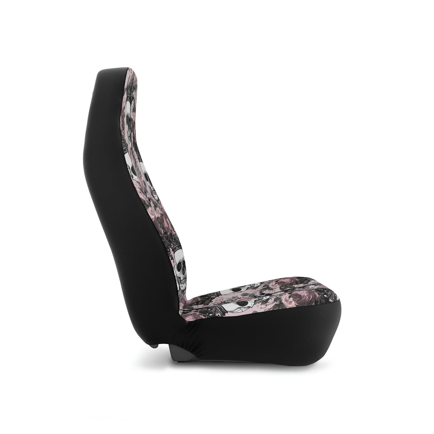 Skulls with Crowns Blush Pink Floral Goth Glam Car Seat Covers | lovevisionkarma.com
