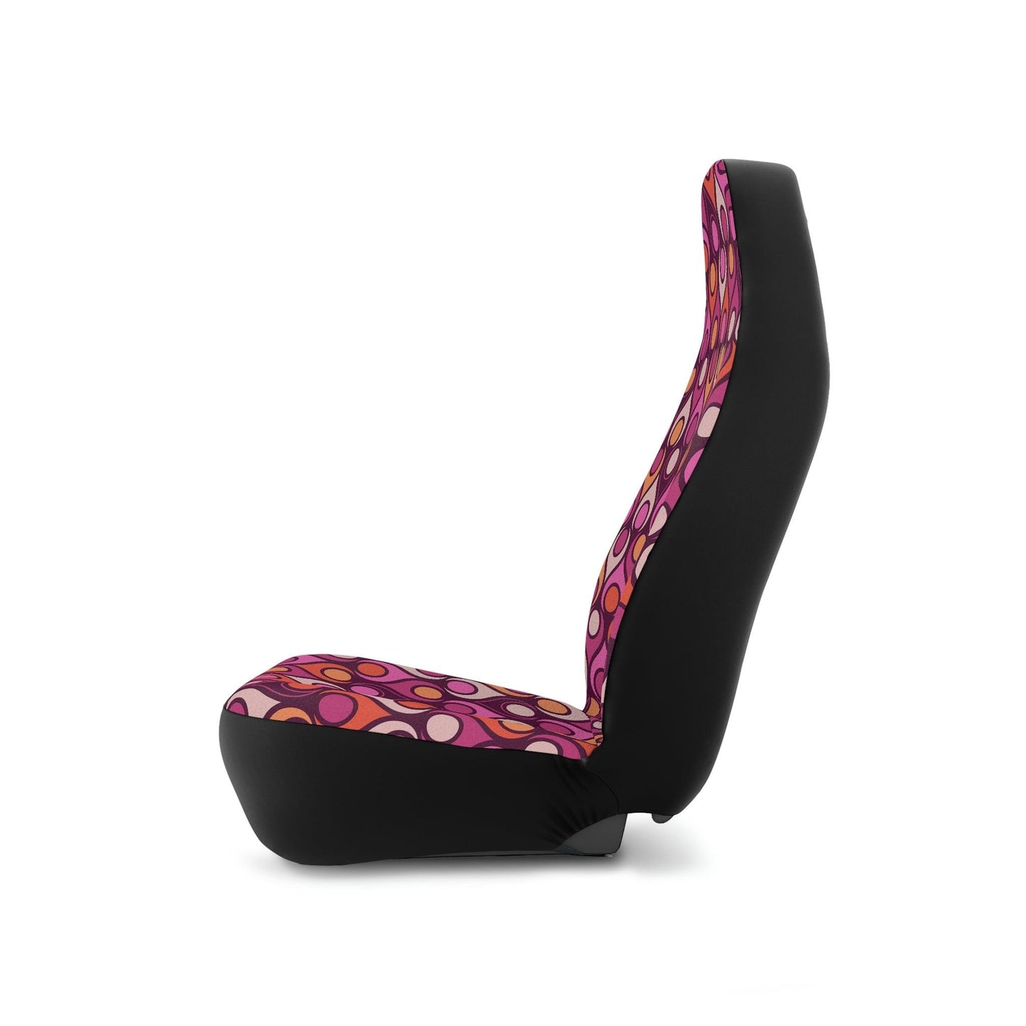 Retro Mod, Groovy Geometric Purple Magenta and Orange MCM Car Seat Covers | lovevisionkarma.com