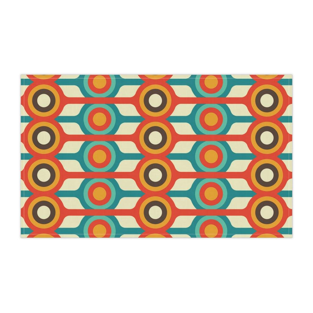 Retro Mid Century Mod Geometric Cream, Teal & Orange Kitchen Towel | lovevisionkarma.com