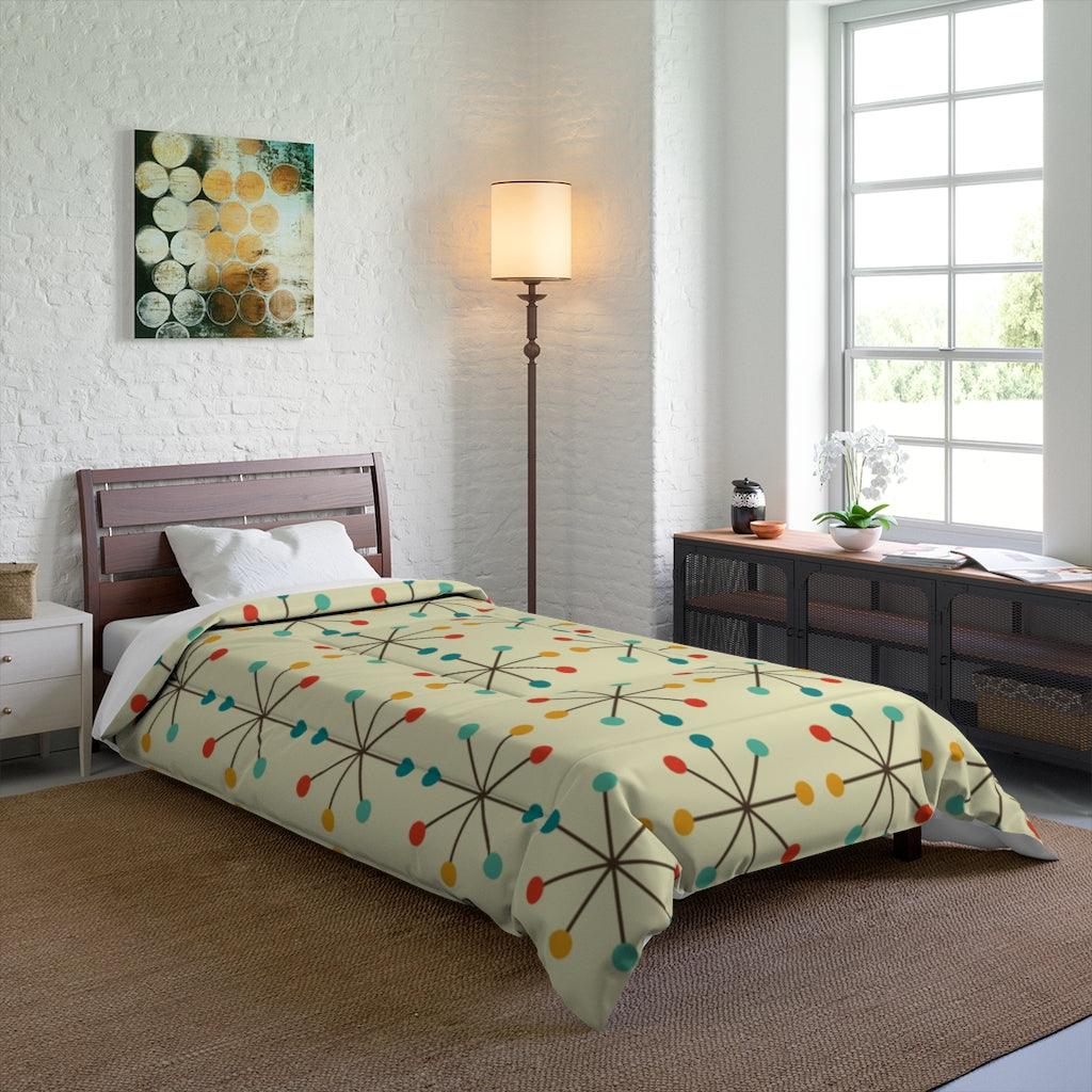 Retro 1950's Atomic Burst Mid Century Modern Comforter | lovevisionkarma.com