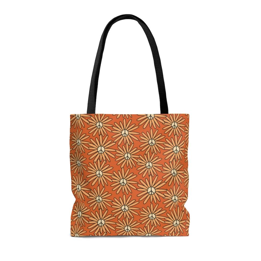 Boho Hippie Peace Flowers MCM Tote Bag | lovevisionkarma.com