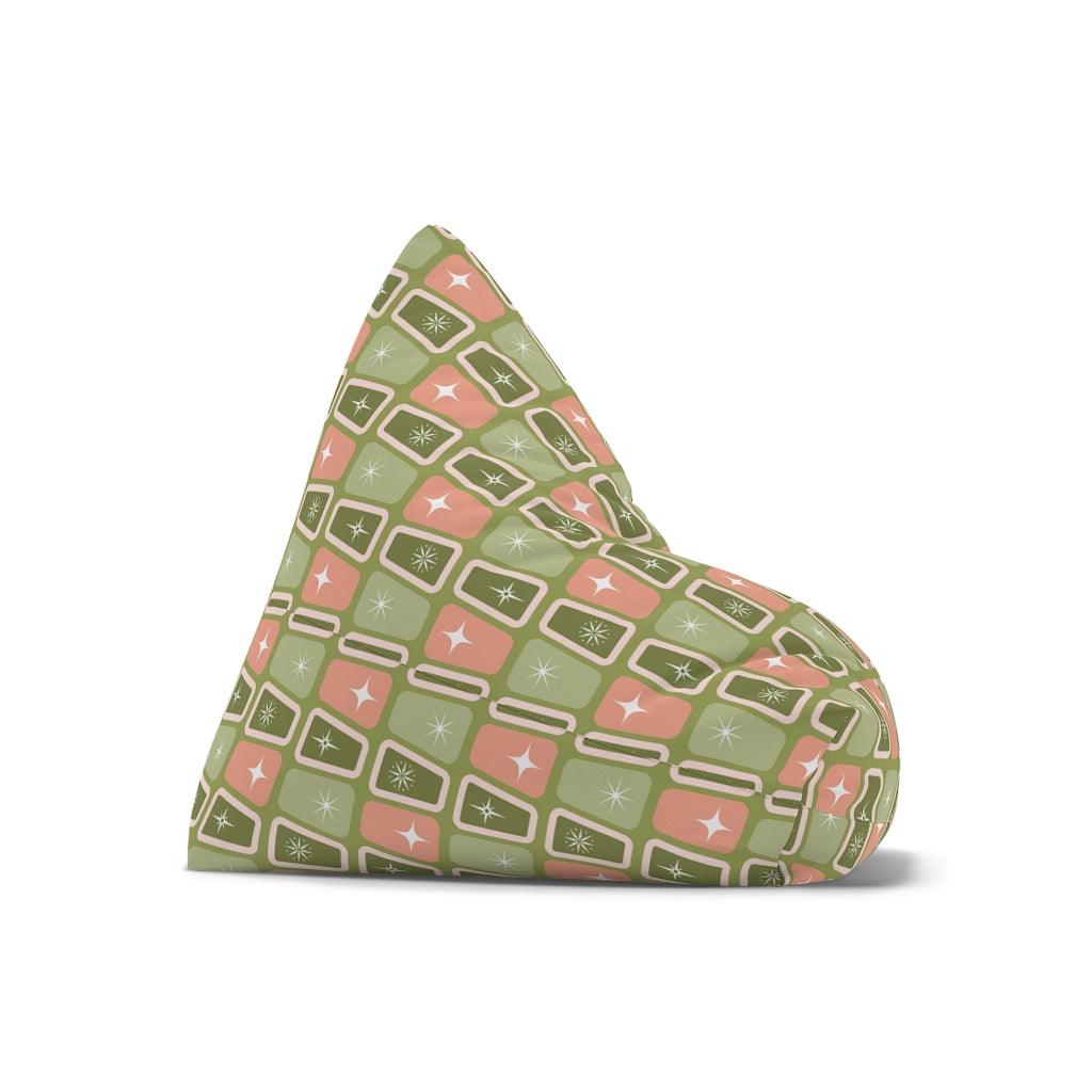 Mid Century Atomic Age Burst, Green & Pink Bean Bag Chair COVER | lovevisionkarma.com