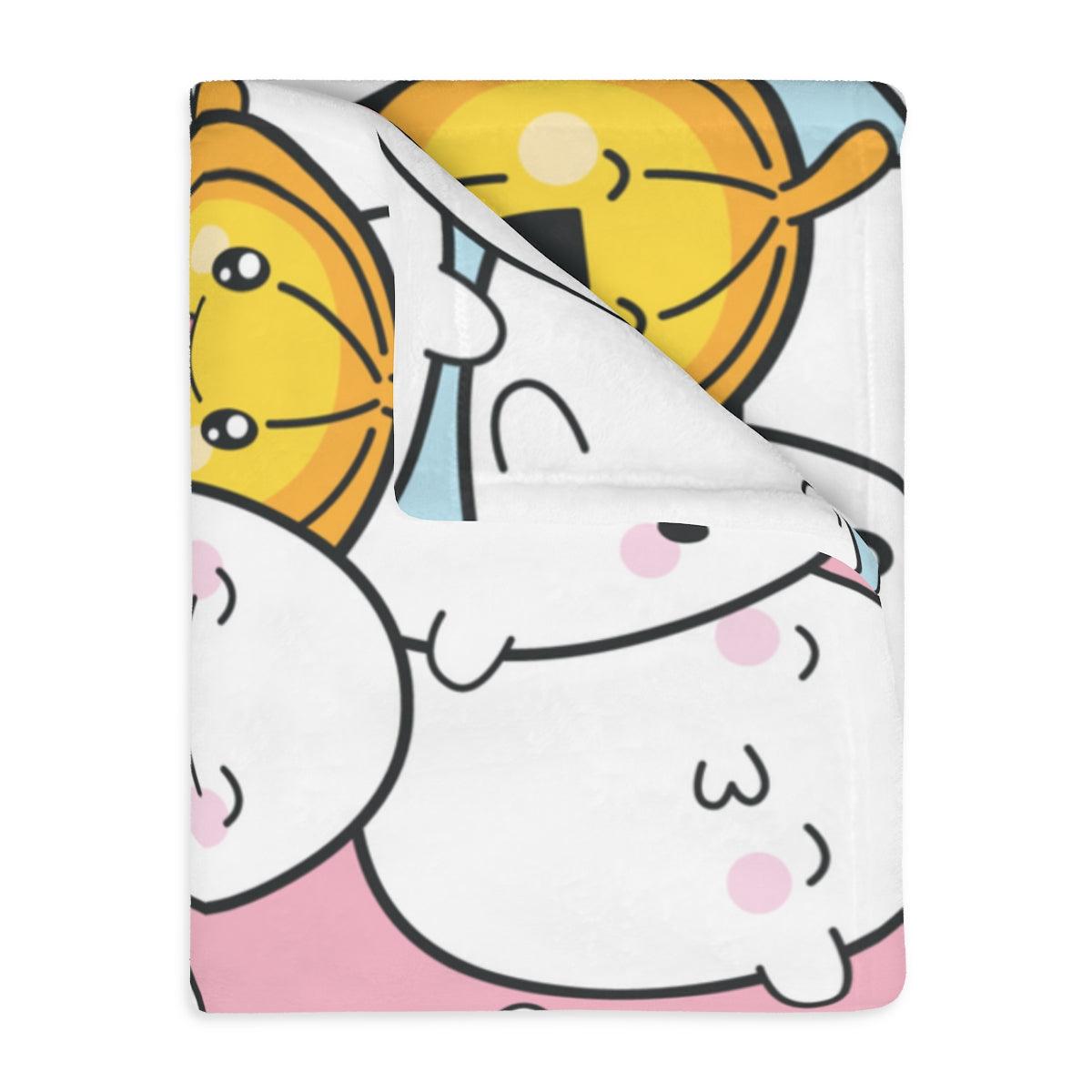Kawaii Ghosts & Pumpkins Halloween Minky Blanket (Two-sided print) | lovevisionkarma.com
