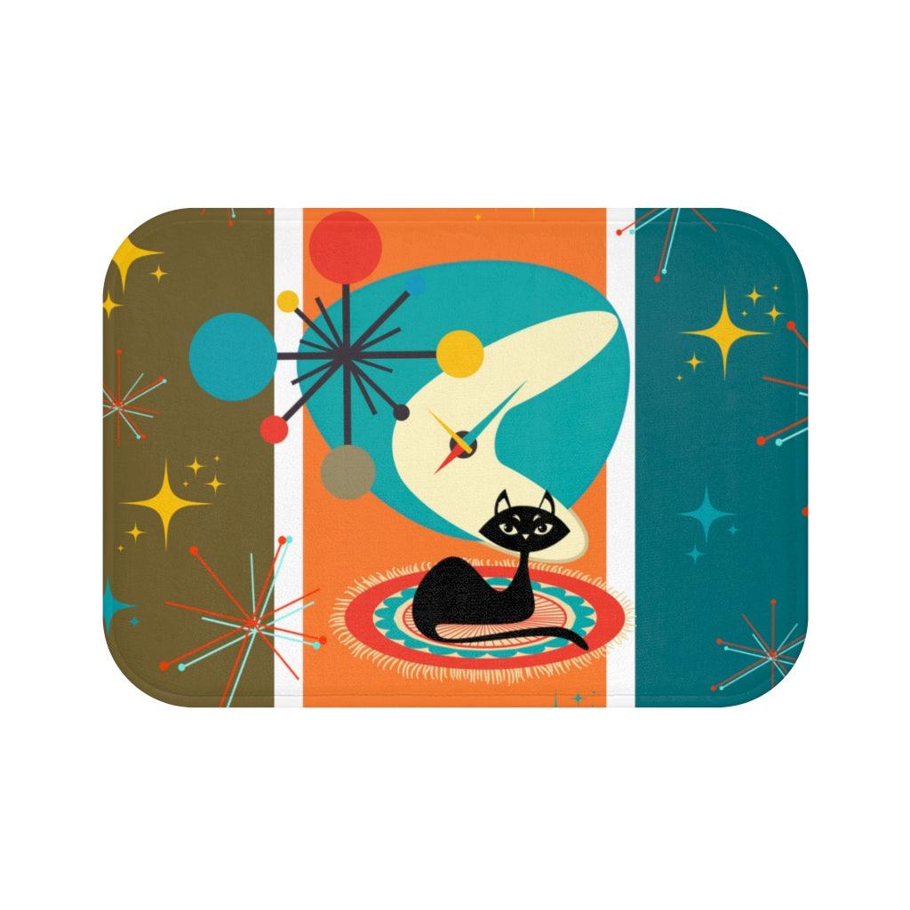 Atomic Cat and Starbursts MCM Multicolor Bath Mat | lovevisionkarma.com