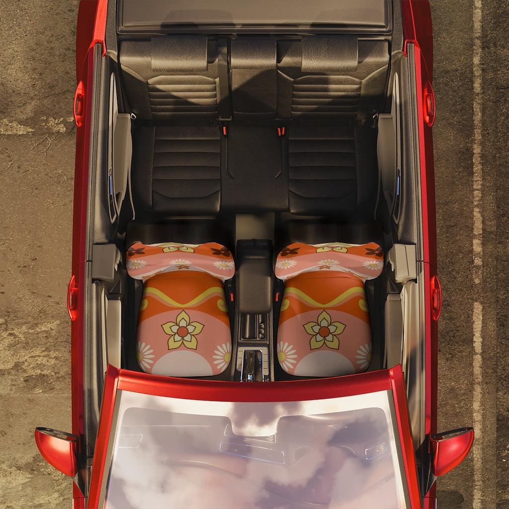 Groovy Vibes Hippie & Boho Chic Orange MCM Car Seat Covers | lovevisionkarma.com