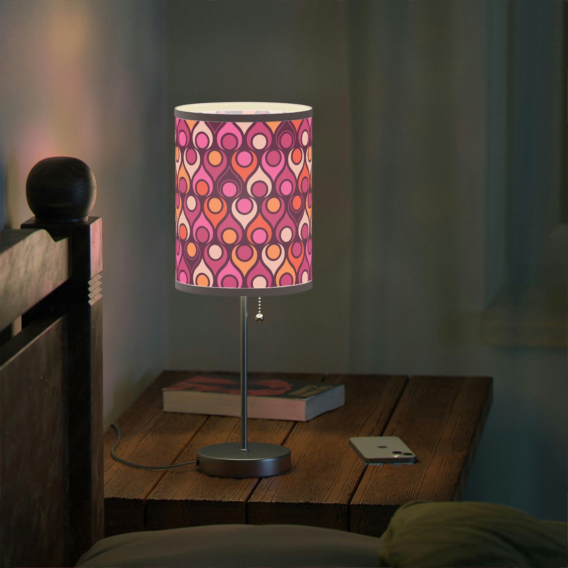 Groovy MCM Funky Geometric Purple, Magenta & Orange Tabletop Lamp | lovevisionkarma.com
