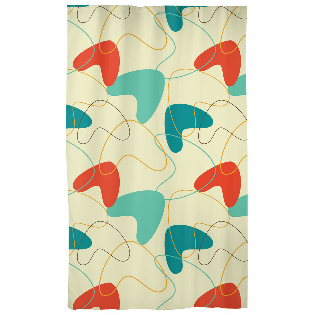 Retro 50s Atomic MCM Boomerangs Blue, Orange and Cream Curtains | lovevisionkarma.com