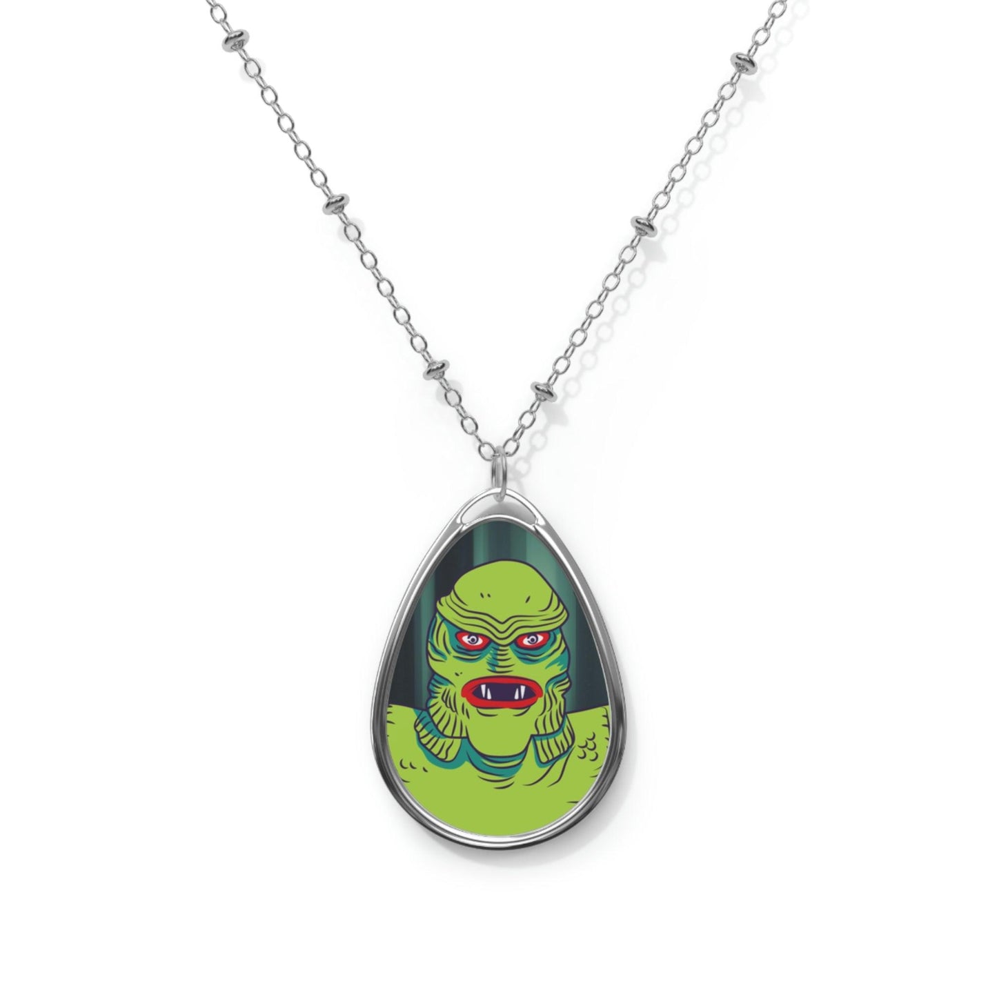 Valentine's Day Creature from the Black Lagoon, Oval Pendant Necklace | lovevisionkarma.com