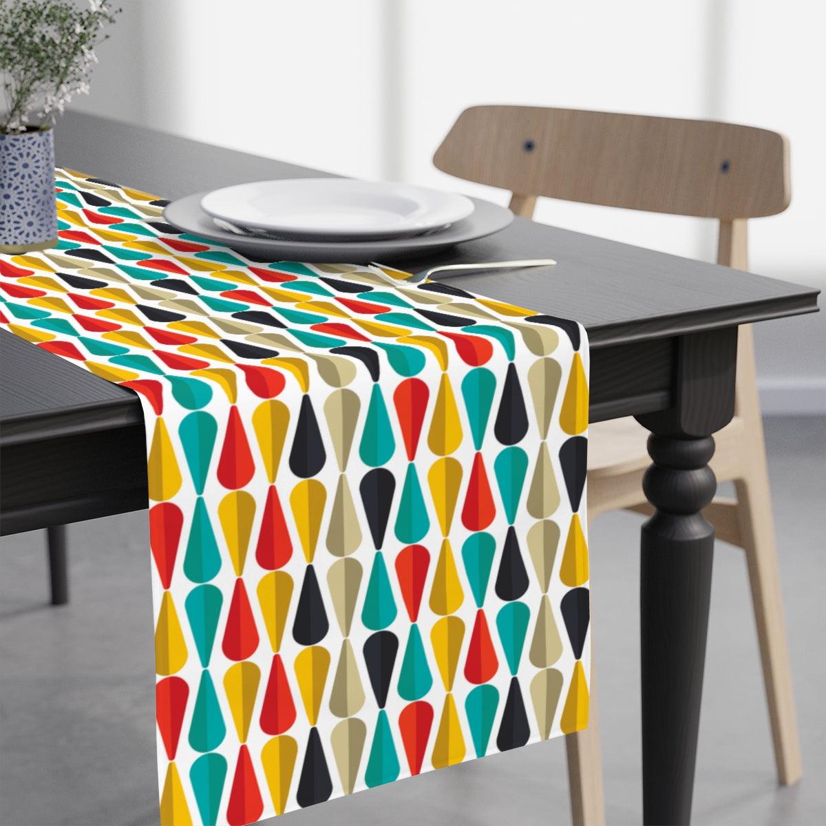 Retro 1950s Geometric MCM Multicolor Table Runner | lovevisionkarma.com