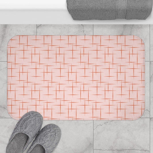 Retro Mid Century Modern 1950s Pink Bath Mat | lovevisionkarma.com