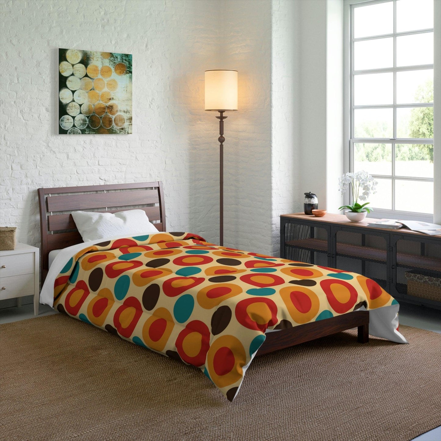 Retro 60s 70s Mod Circles Mid Century Multicolor Comforter | lovevisionkarma.com