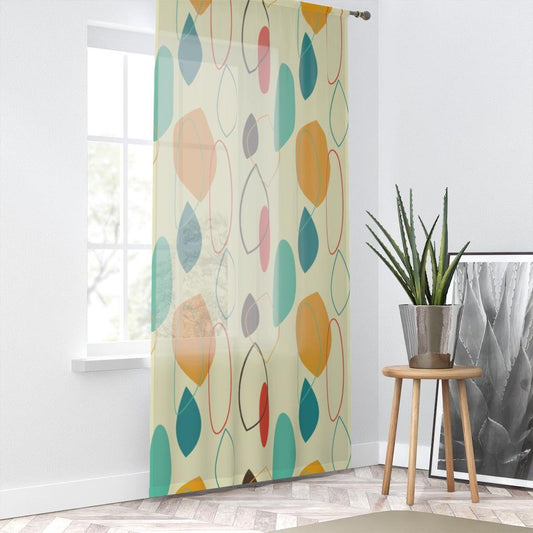 Retro 50's Mid Century Mod Abstract Multicolor Sheer Window Curtain | lovevisionkarma.com