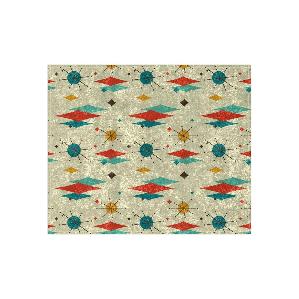 Retro Atomic Diamond Burst MCM Crushed Velvet Blanket | lovevisionkarma.com