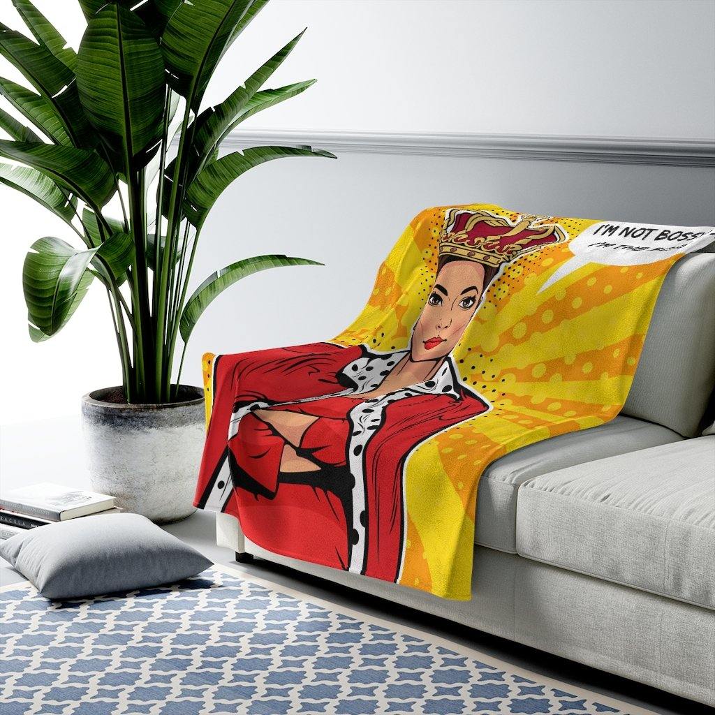 "I'm the Boss" Comic Pop Art Velveteen Lightweight Blanket | lovevisionkarma.com