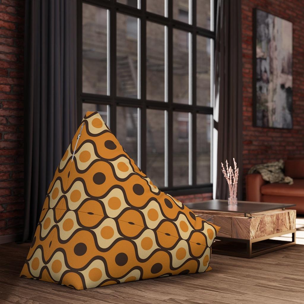 Retro Orange & Brown Geometric MCM Bean Bag Chair COVER | lovevisionkarma.com