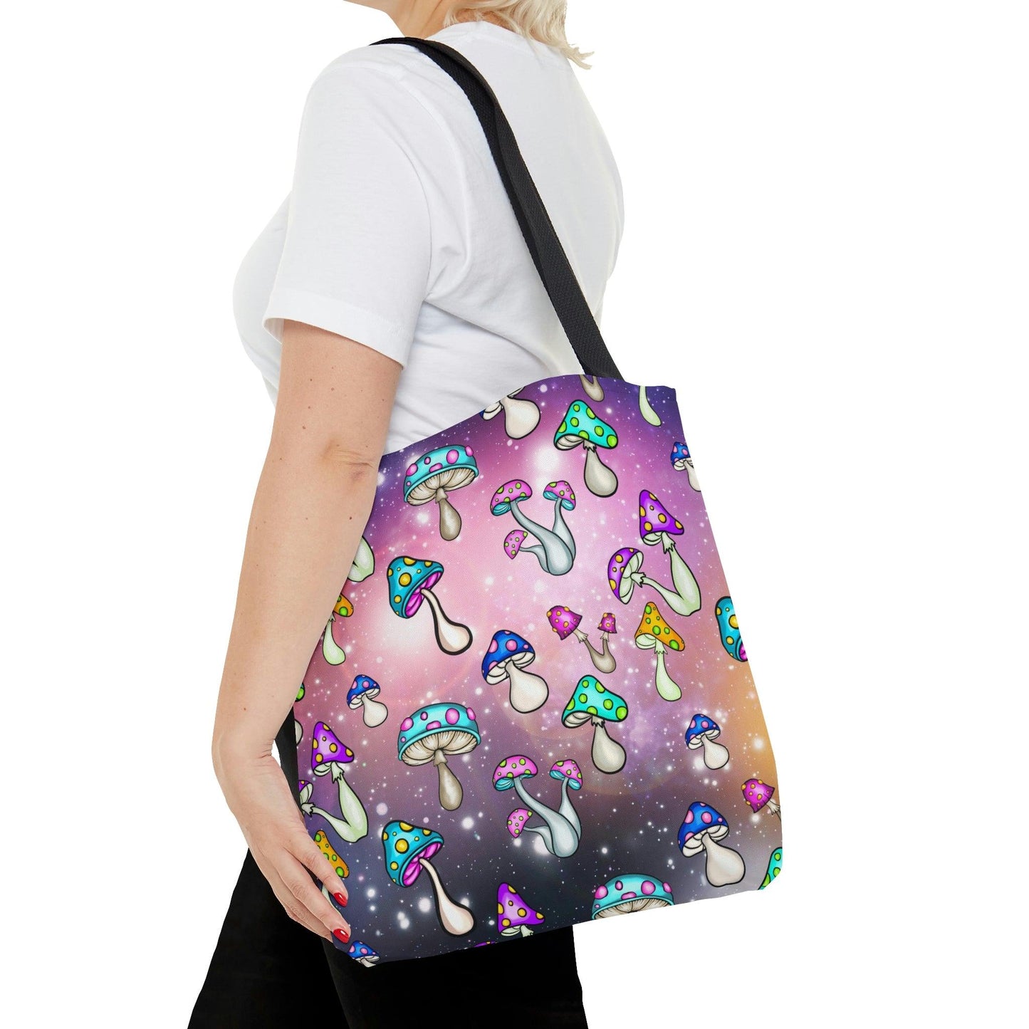 Cosmic Mushroomcore Trippy Space Tote Bag | lovevisionkarma.com