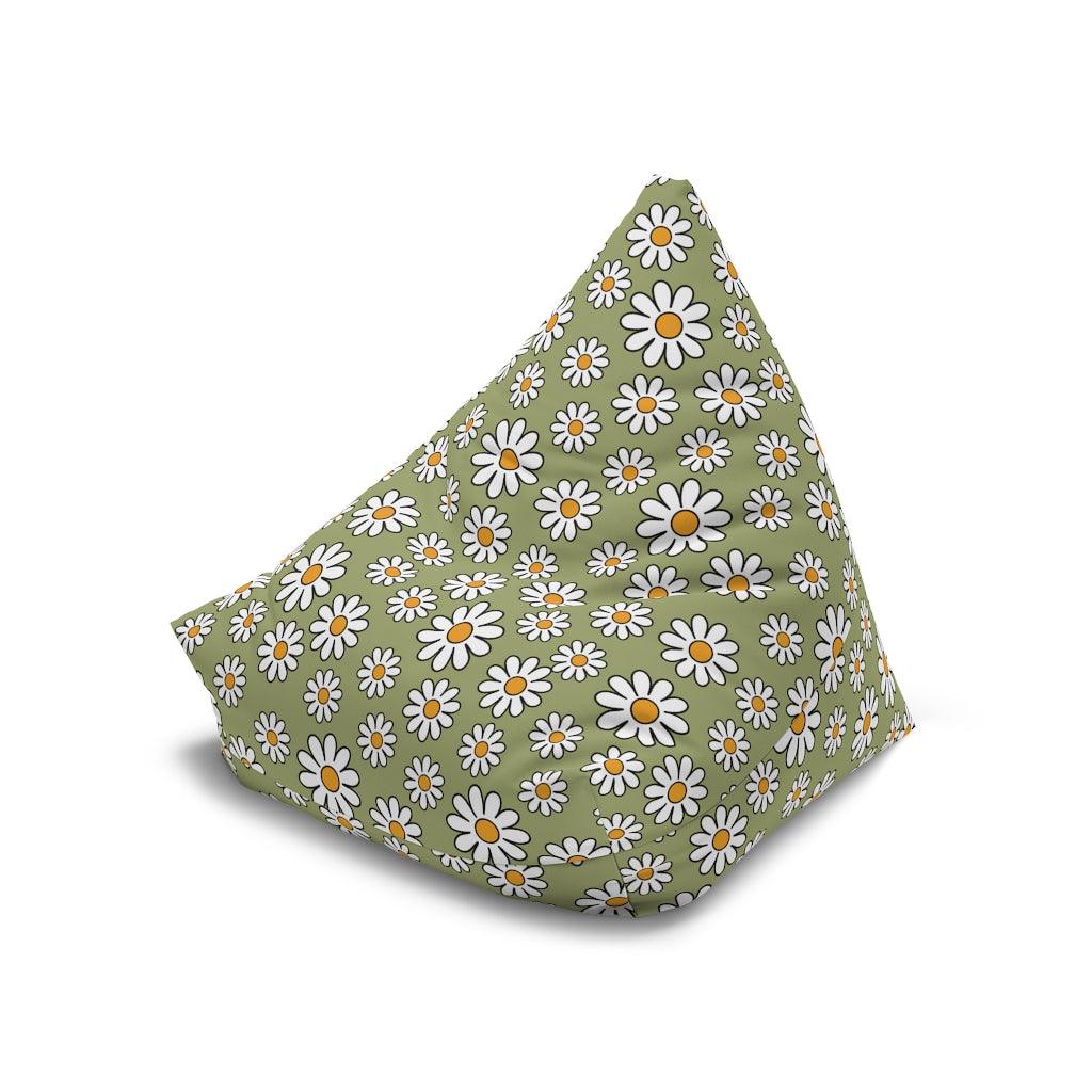 Boho Daisy Sage Green MCM Bean Bag Chair COVER | lovevisionkarma.com