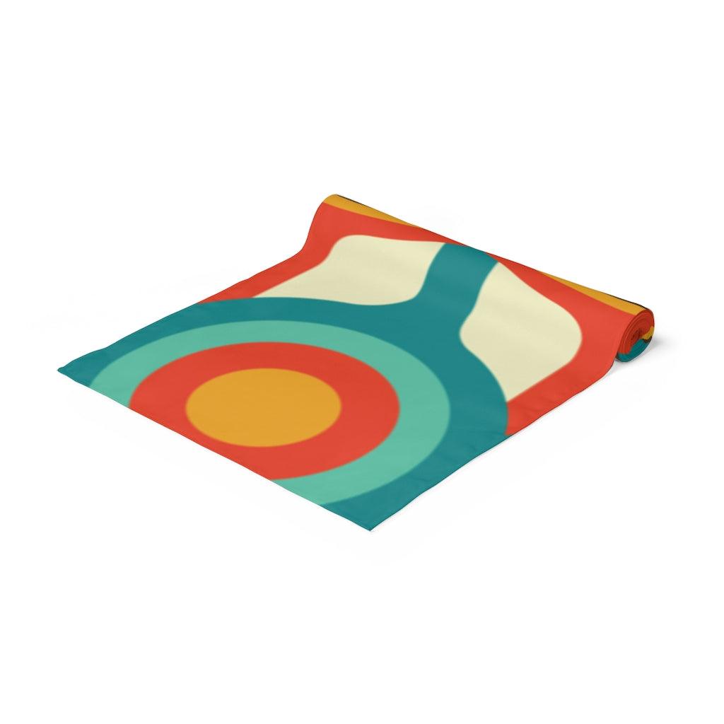 Mid Century Modern Table Runner, Multicolor Abstract Retro Table Linens | lovevisionkarma.com