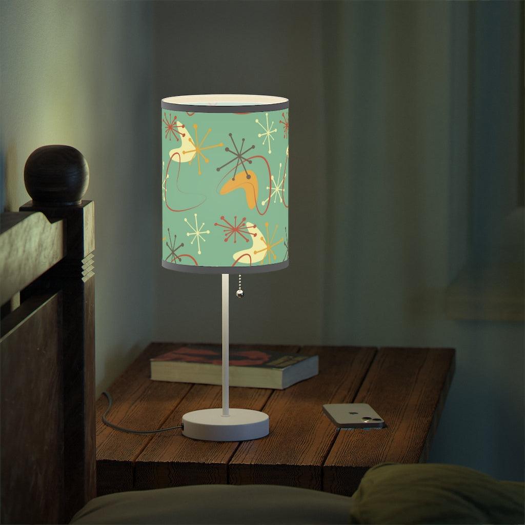 Atomic Boomerang and Burst MCM Teal Tabletop Lamp | lovevisionkarma.com