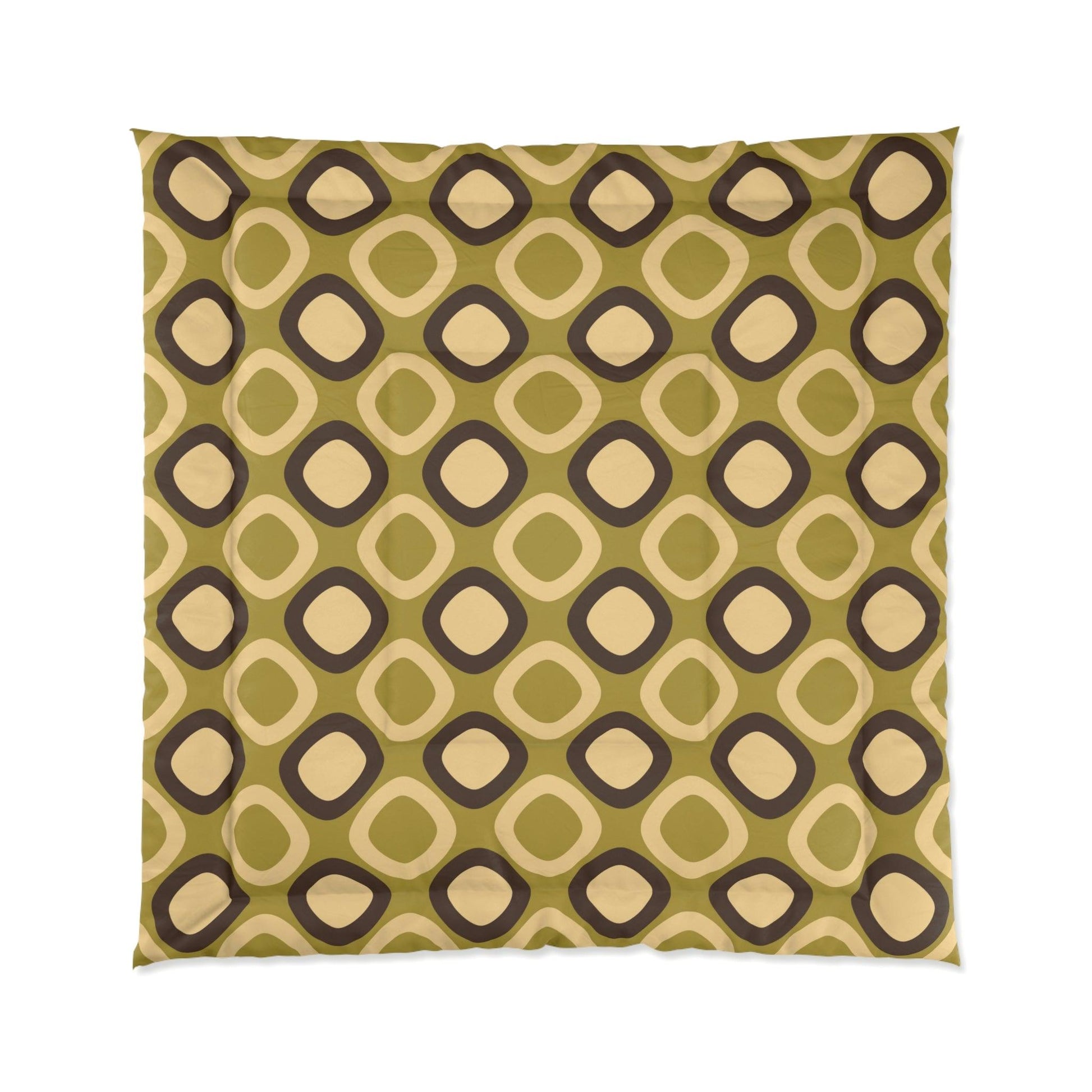 Retro Mod Squares MCM Green Comforter | lovevisionkarma.com