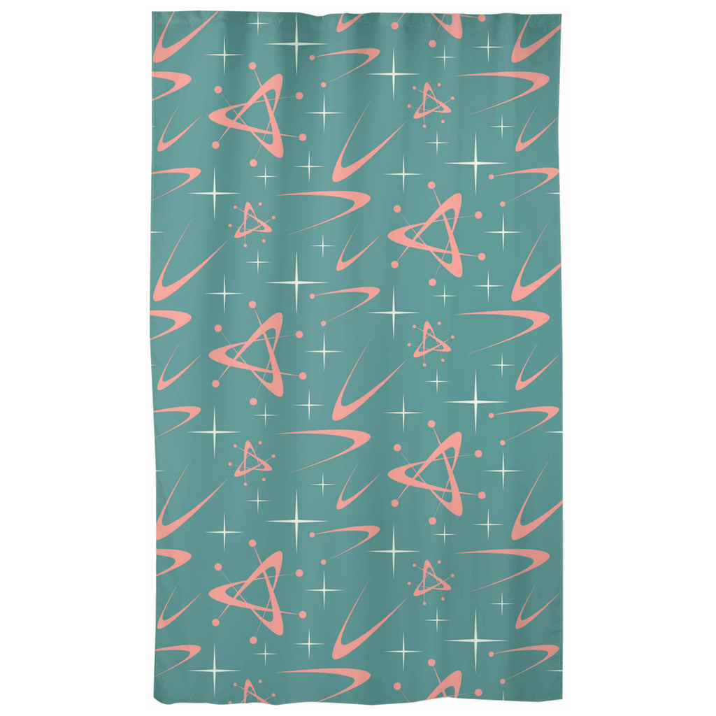 MCM Atomic Burst & Boomerang Pink and Teal Curtain Panel | lovevisionkarma.com