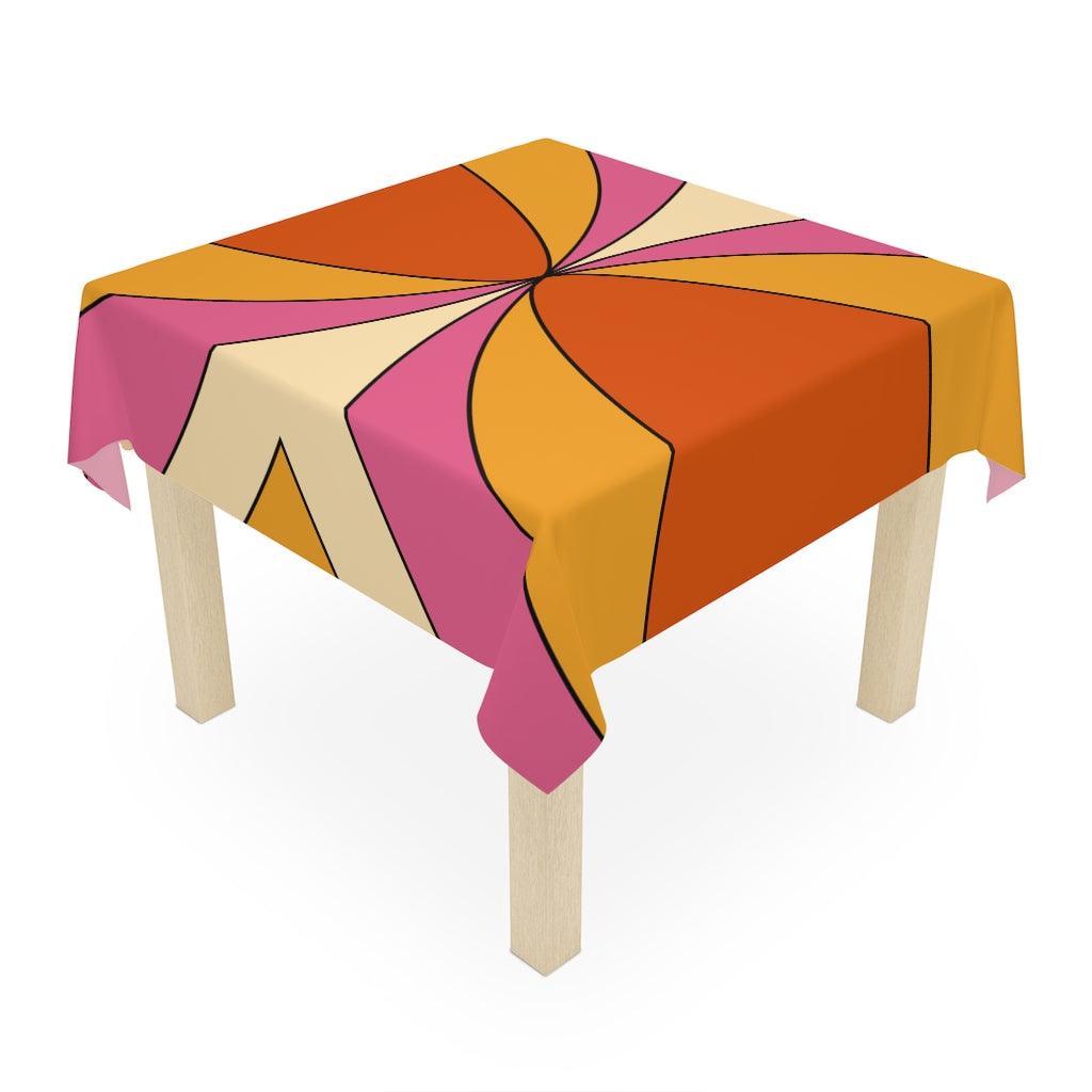 Boho Burst Retro Pink, Orange and Yellow Tablecloth | lovevisionkarma.com