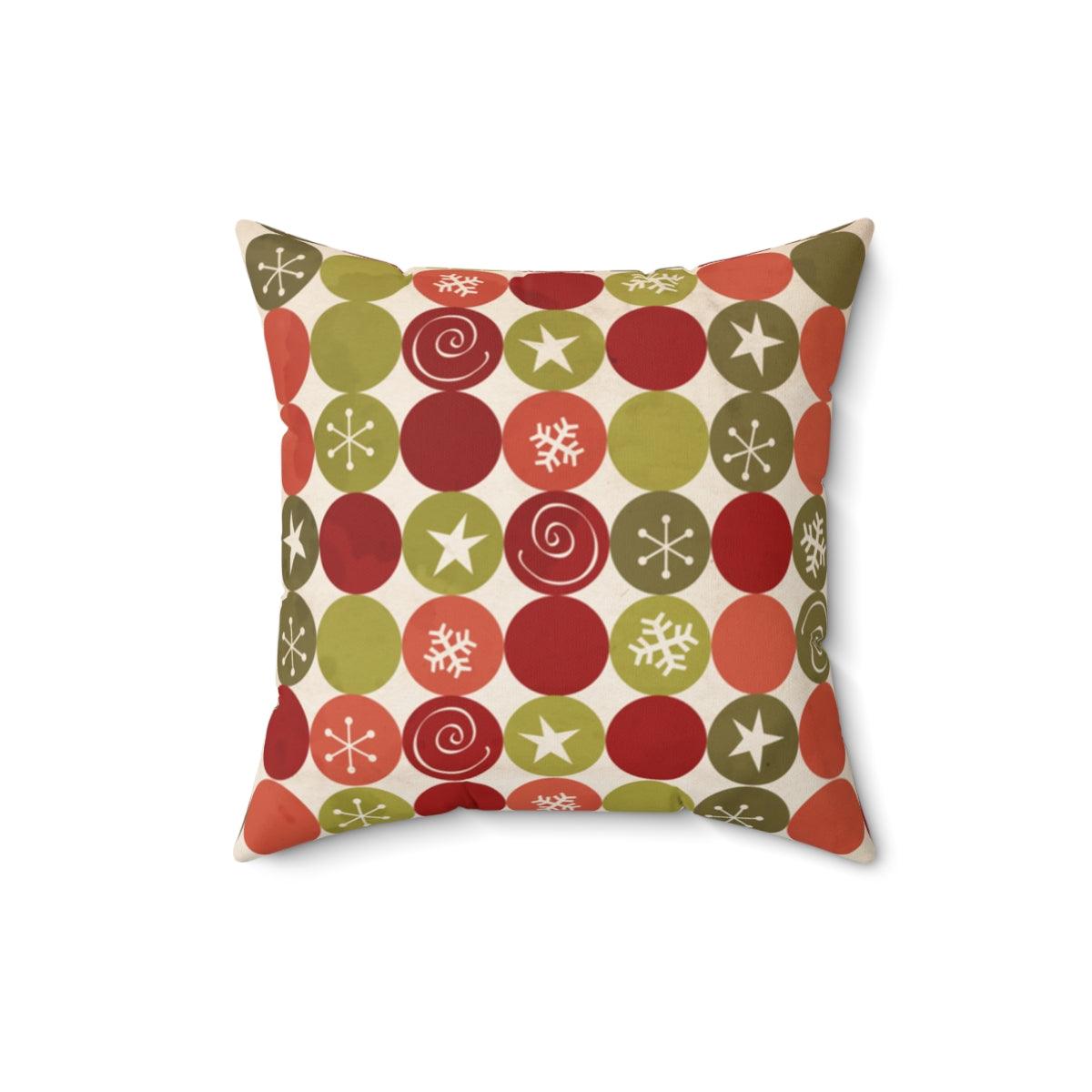 Retro MCM Atomic Starburst Grunge Style Holiday Red & Green Christmas Pillow | lovevisionkarma.com