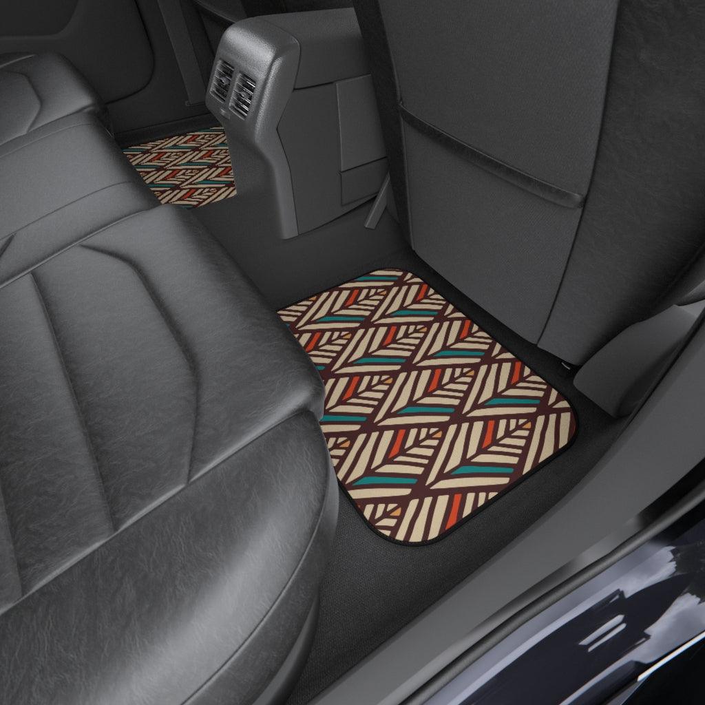 Boho Feather Retro Hippie MCM Multicolor Car Mats (Set of 4) | lovevisionkarma.com