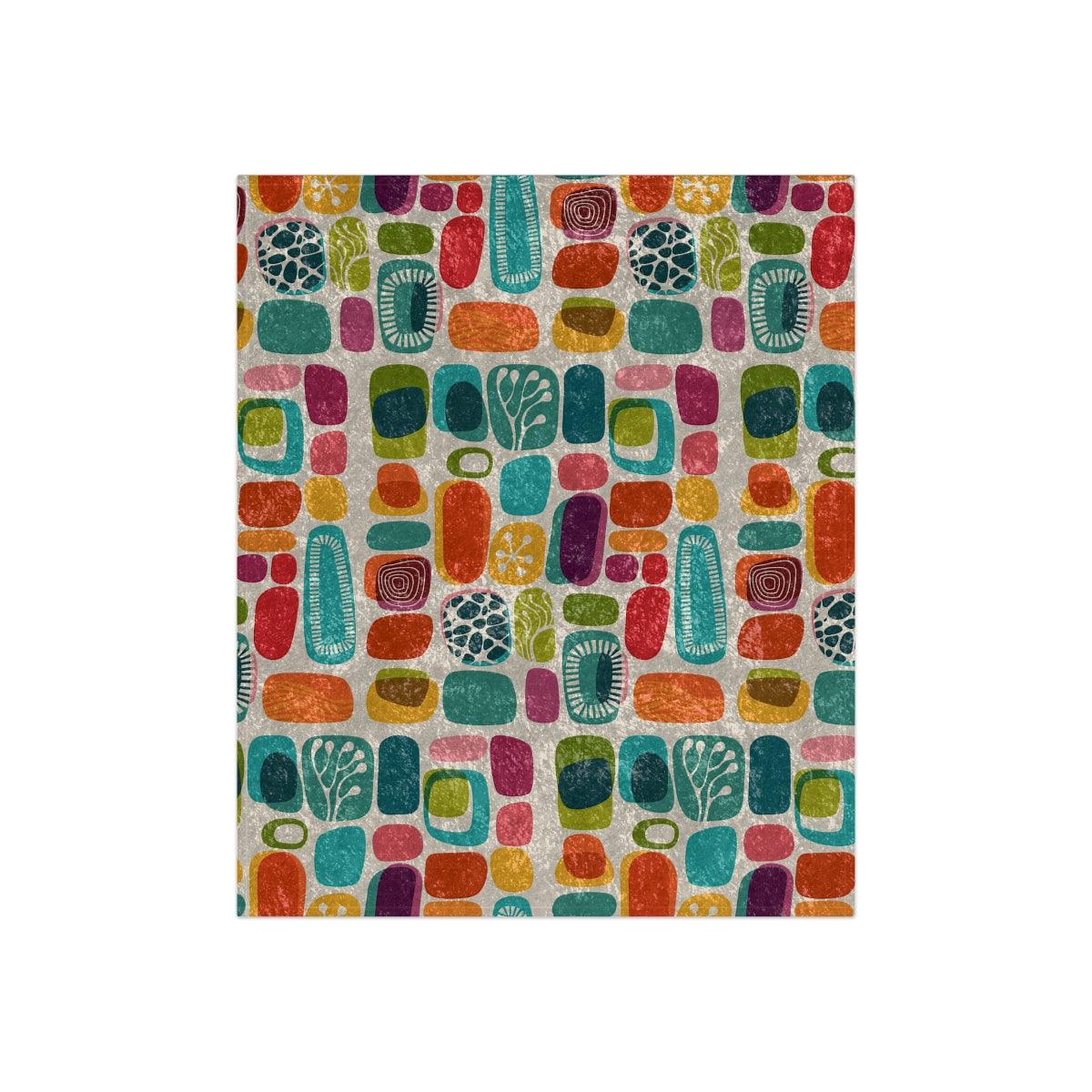 Retro 50s MCM Vibrant Abstract Crushed Velvet Blanket | lovevisionkarma.com