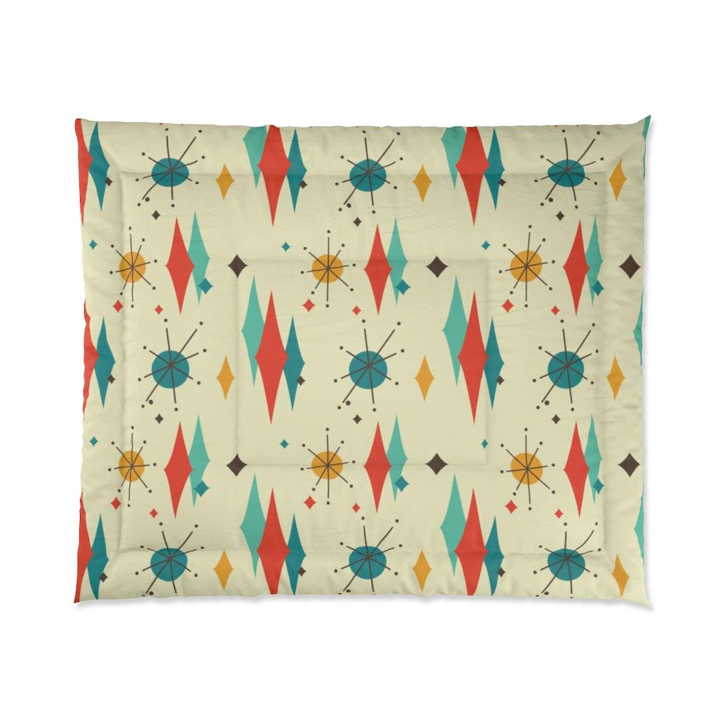 Retro 1950's Atomic Diamond Mid Century Modern Comforter | lovevisionkarma.com