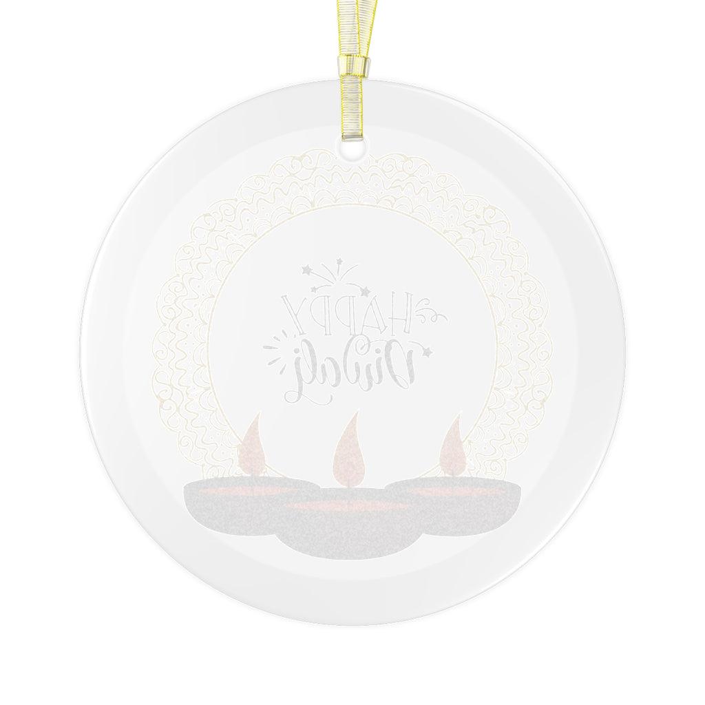 Happy Diwali Home Decor, Diya Design Diwali Glass Ornament | lovevisionkarma.com