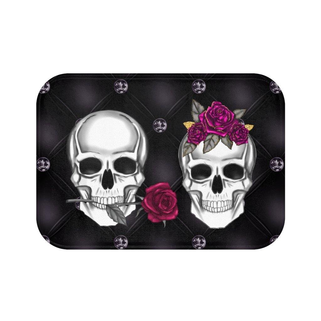 Skull Couple Glam Goth Black Halloween Bath Mat | lovevisionkarma.com