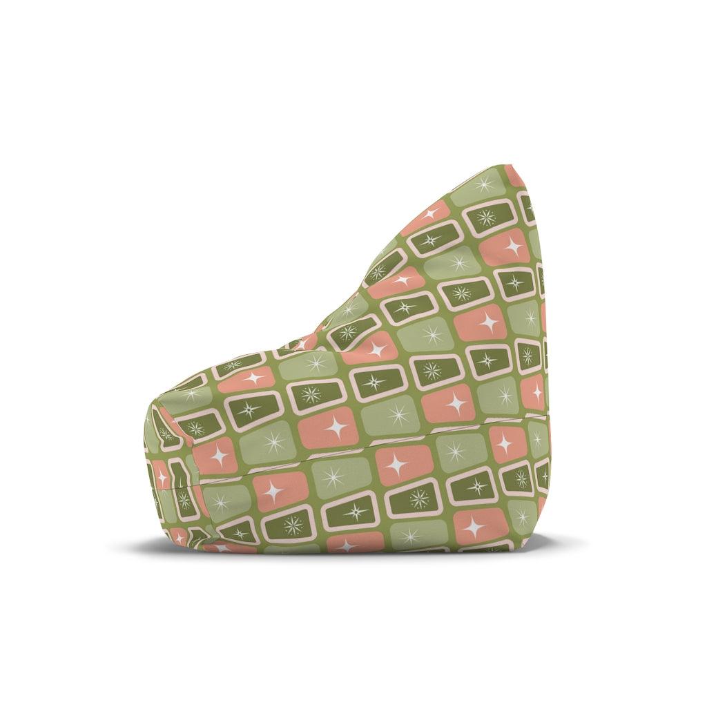 Mid Century Atomic Age Burst, Green & Pink Bean Bag Chair COVER | lovevisionkarma.com