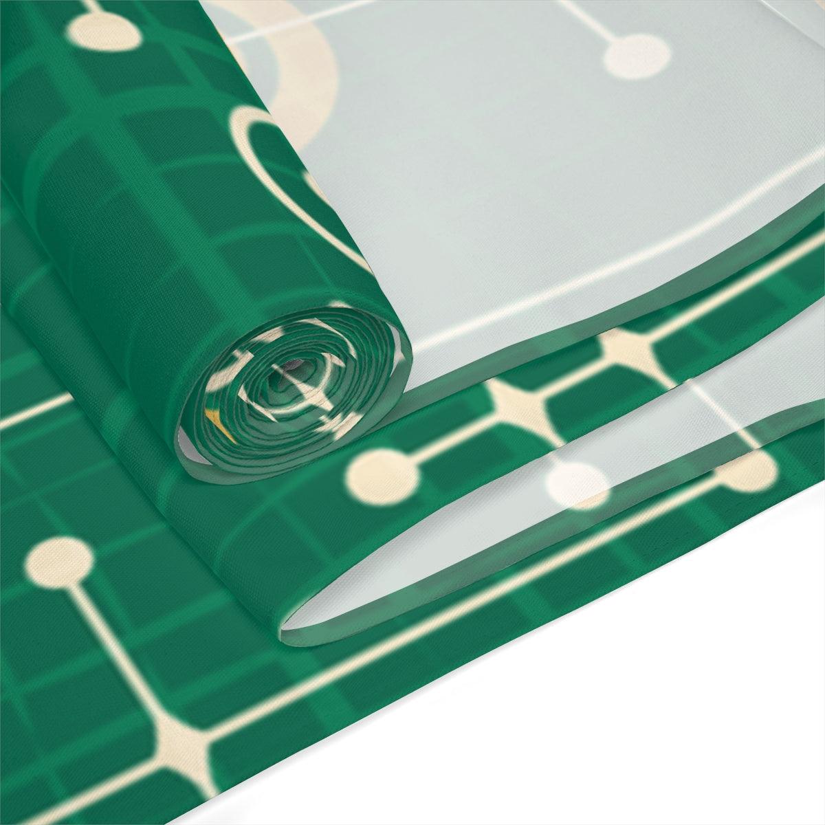 Retro Christmas MCM Style Geometric Green Table Runner | lovevisionkarma.com