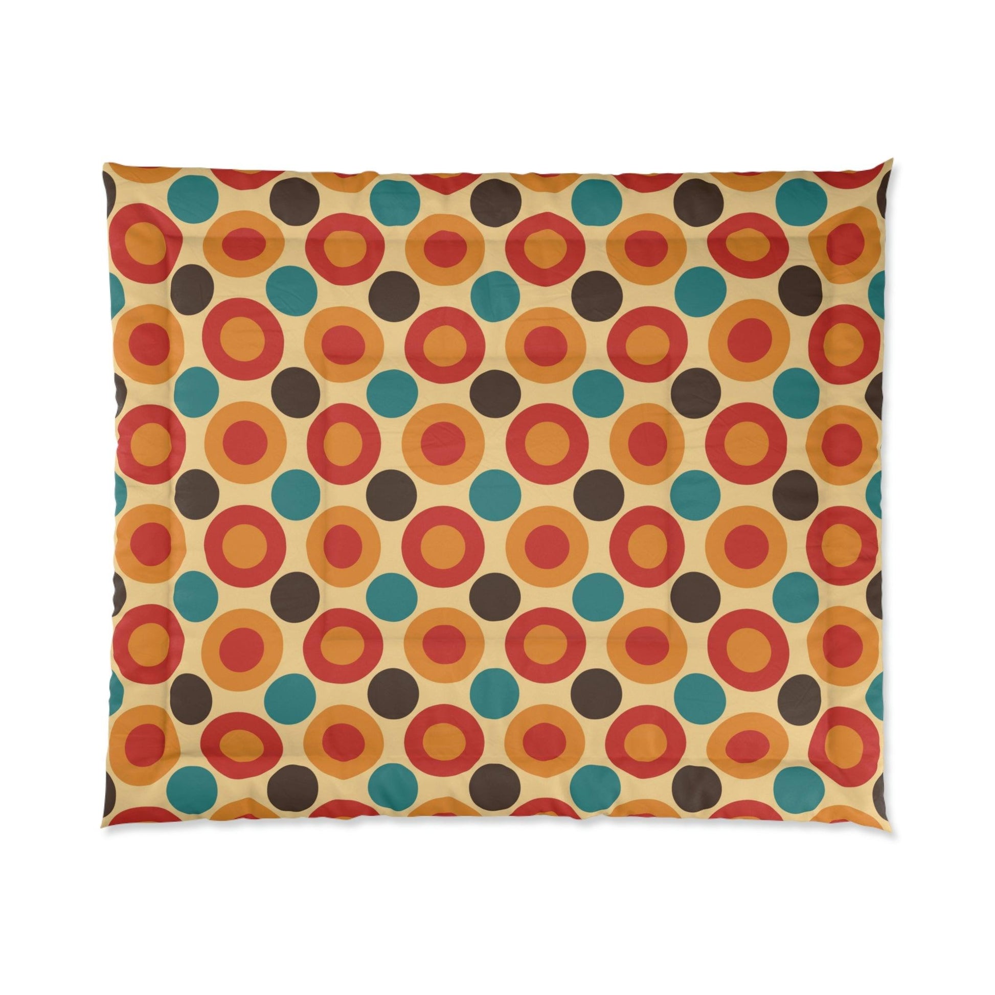 Retro 60s 70s Mod Circles Mid Century Multicolor Comforter | lovevisionkarma.com
