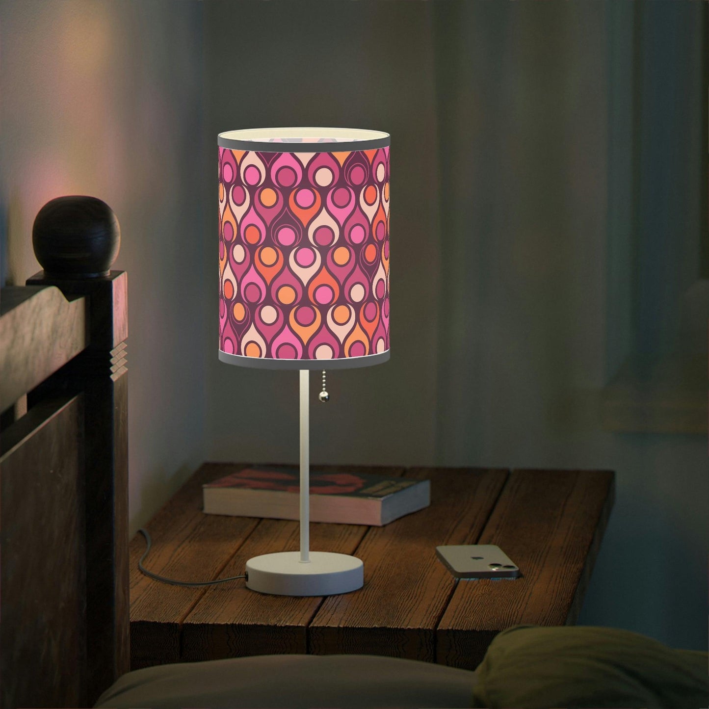 Groovy MCM Funky Geometric Purple, Magenta & Orange Tabletop Lamp | lovevisionkarma.com