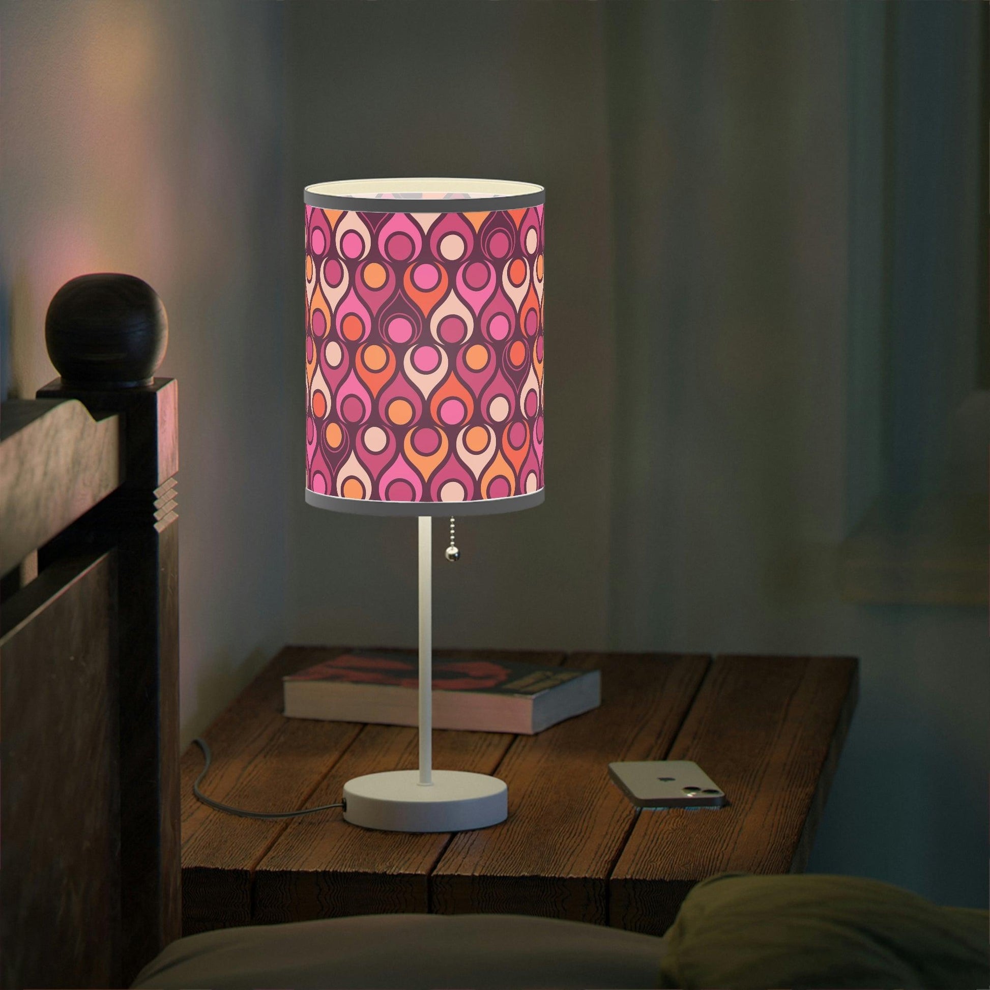 Groovy MCM Funky Geometric Purple, Magenta & Orange Tabletop Lamp | lovevisionkarma.com