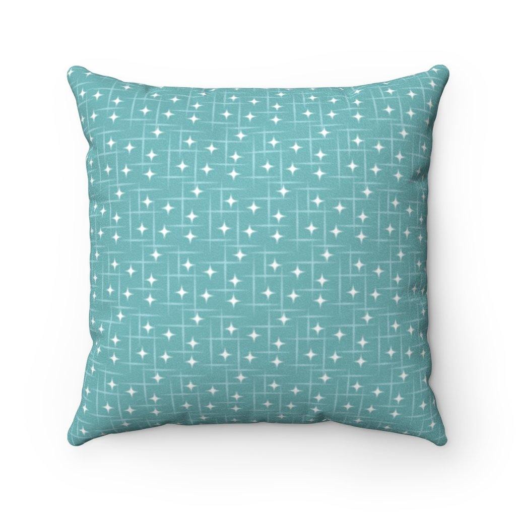 Vintage Mini Atomic Starbursts MCM Blue Pillow | lovevisionkarma.com
