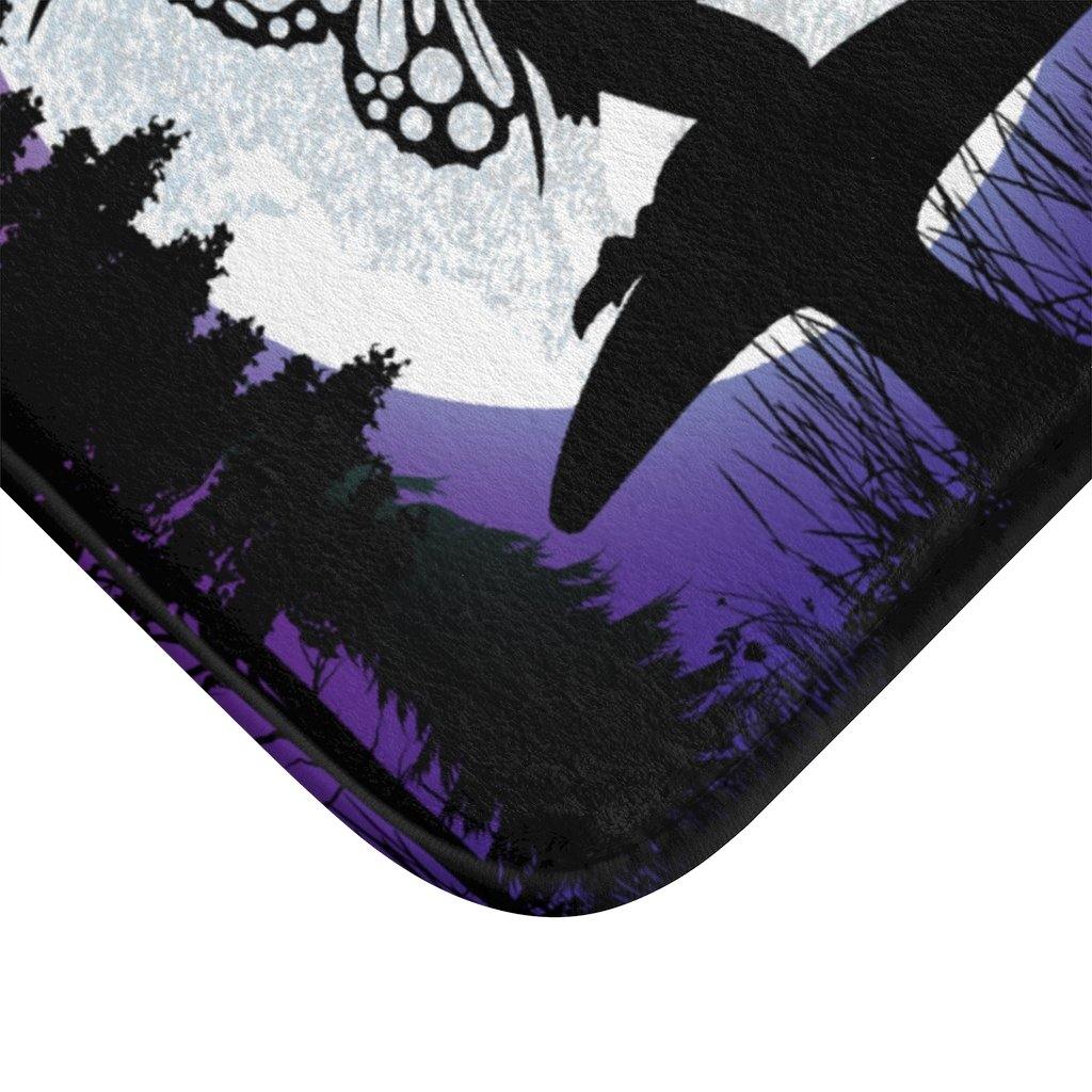 Twilight Fairy Silhouette Full Moon Whimsical Bath Mat | lovevisionkarma.com