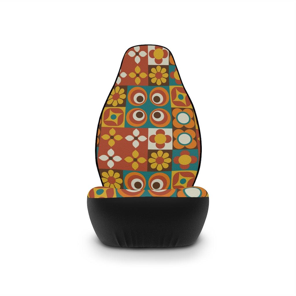Groovy MCM Patchwork Style Multicolor Car Seat Covers | lovevisionkarma.com