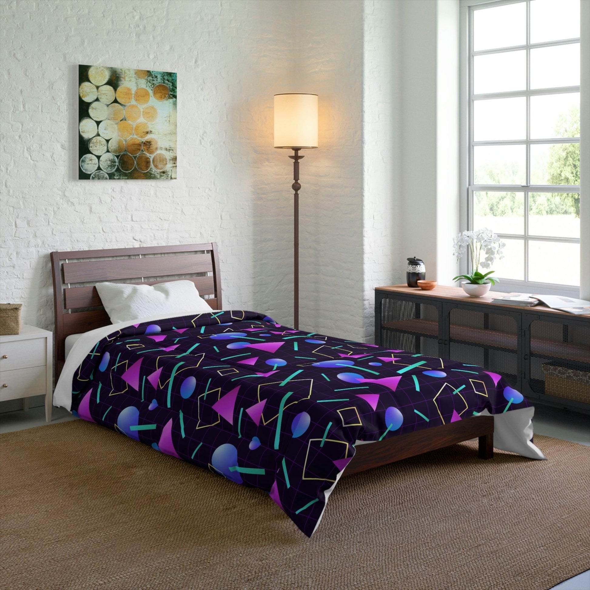 Retro 80s 90s Vaporwave Aesthetic Indigo and Purple Comforter | lovevisionkarma.com