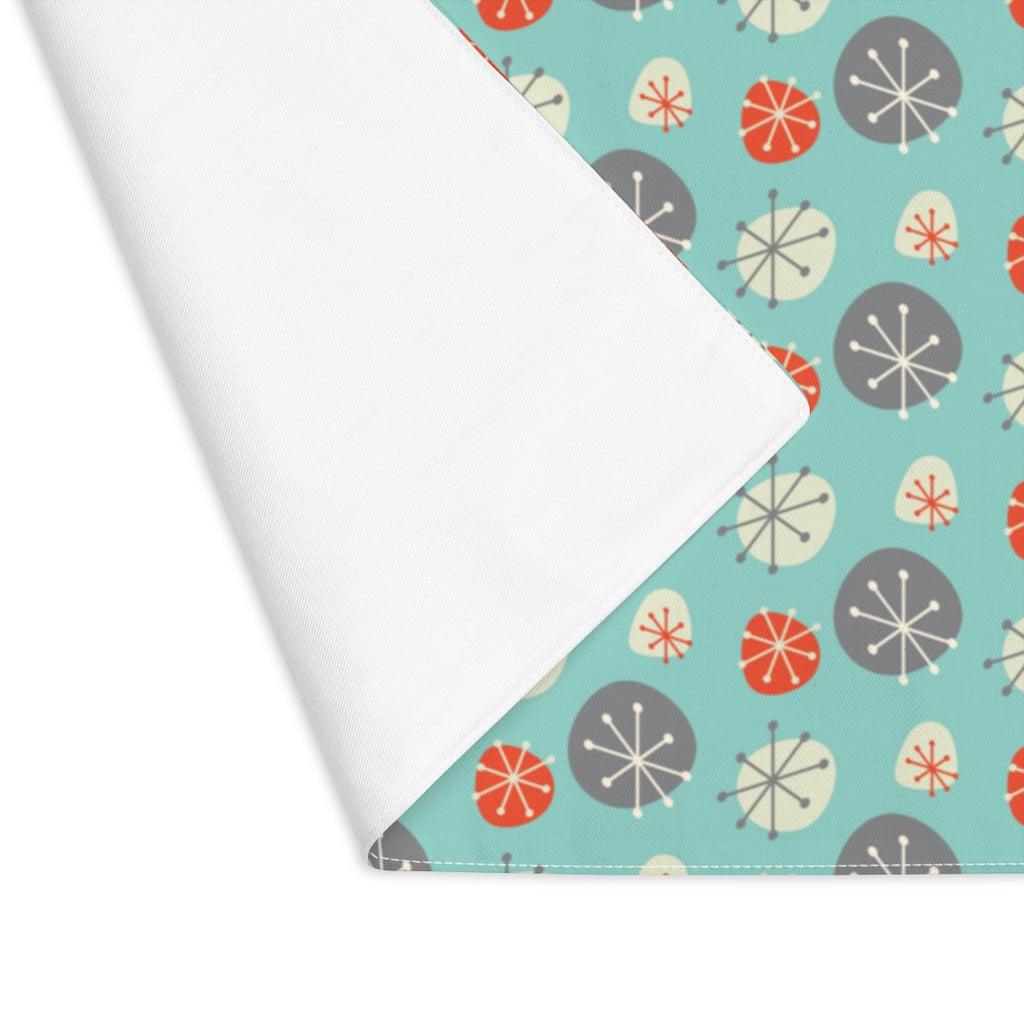 Mid Century Starburst Blue, Grey & Orange Placemat | lovevisionkarma.com