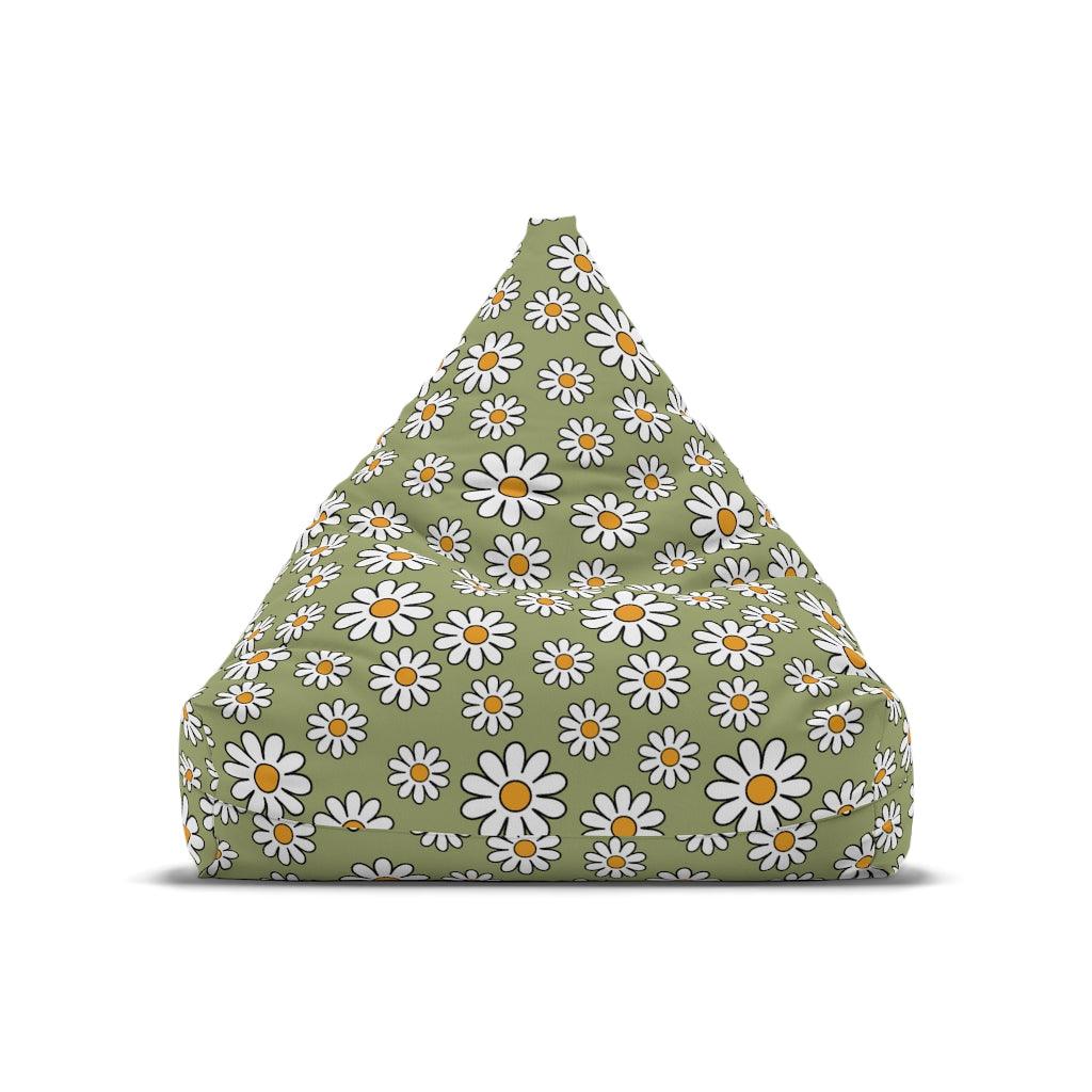 Boho Daisy Sage Green MCM Bean Bag Chair COVER | lovevisionkarma.com
