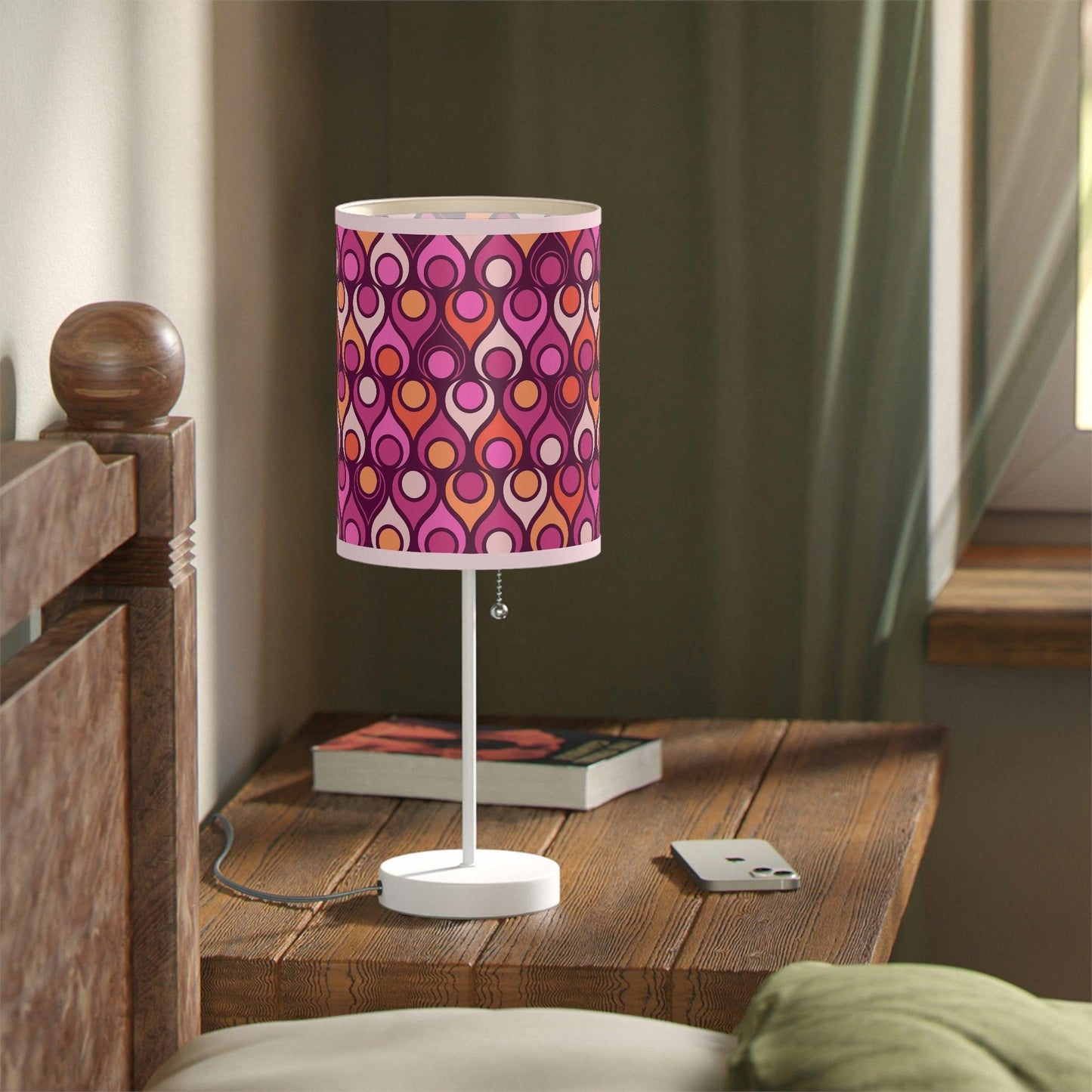 Groovy MCM Funky Geometric Purple, Magenta & Orange Tabletop Lamp | lovevisionkarma.com