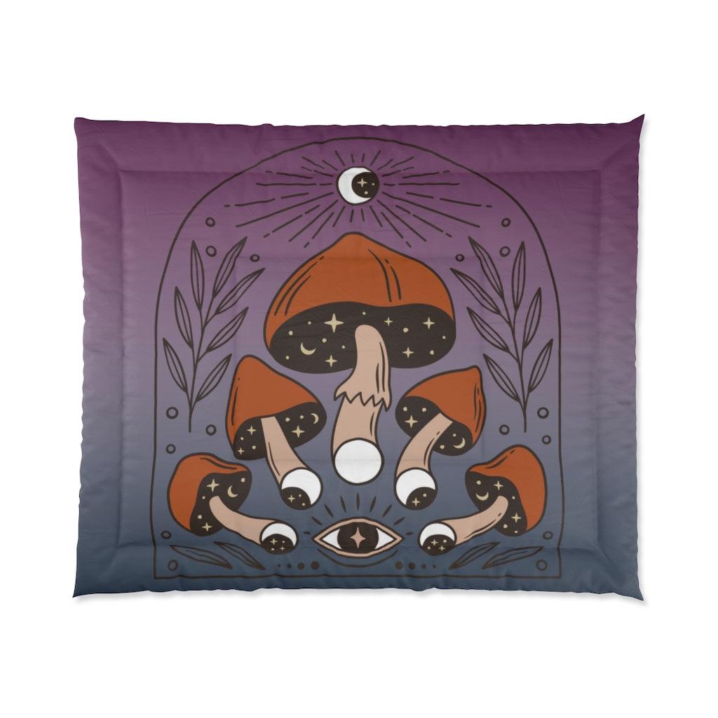 Boho Mushroomcore Celestial Witchcore Comforter | lovevisionkarma.com
